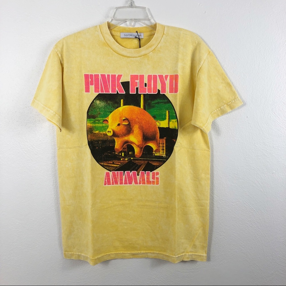 Daydreamer Pink Floyd Animals Yellow Acid Wash Tee - Picture 2 of 7